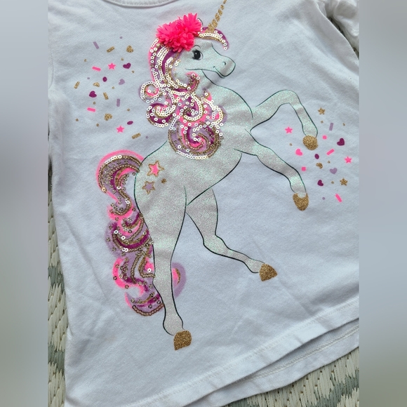Unicorn tee with ruffled sleeves for little girl, size XS (4) - Picture 4 of 5